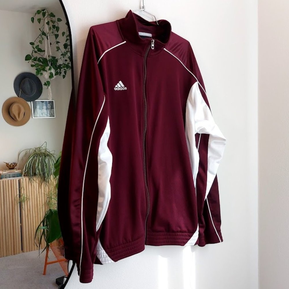 Adidas Sample Clima365 Track Jacket, Maroon and White, Men's Large